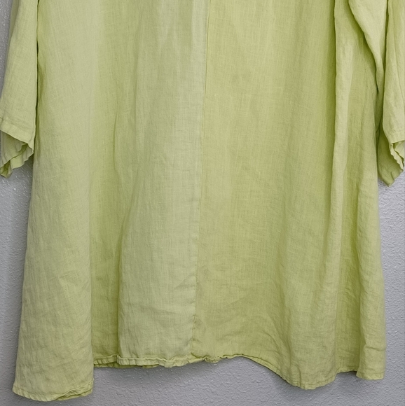 Match Point 100% Linen Artsy Lagenlook Lime Tunic Top - Picture 7 of 16